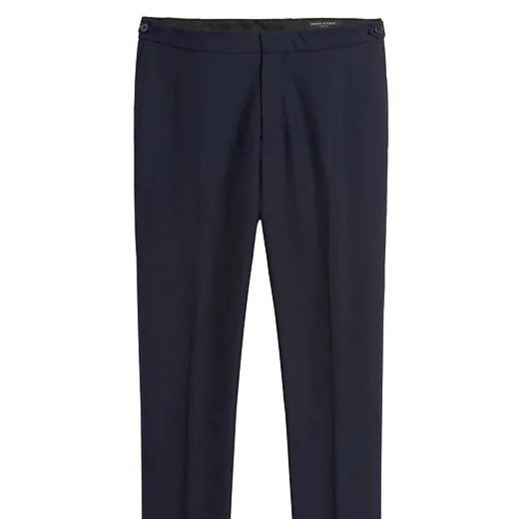 Banana Republic Slim Tapered Tuxedo Pants 38/32 Navy - Picture 4 of 7